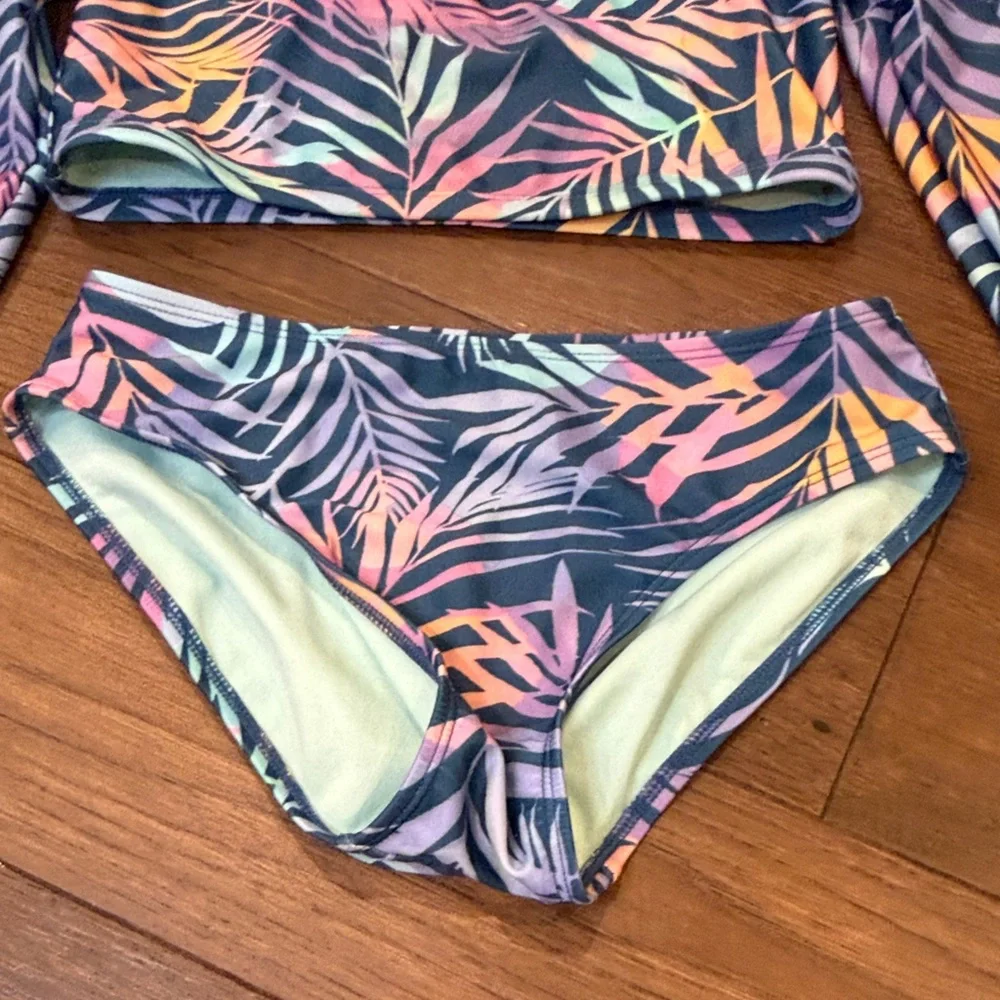 Art Class Girls Tropical Print Kids Swim  Set Size 10/12 C3-023
